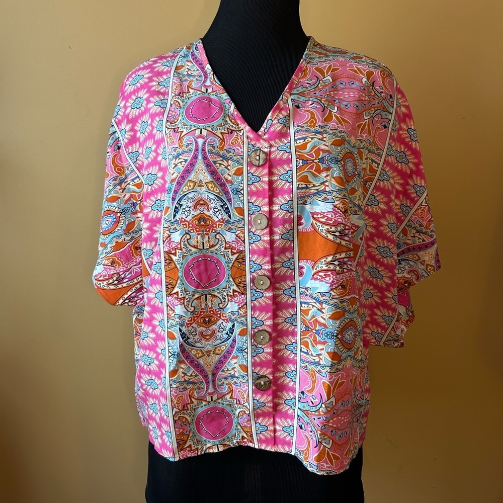 SHEIN Boho loose fit  printed oversized blouse top